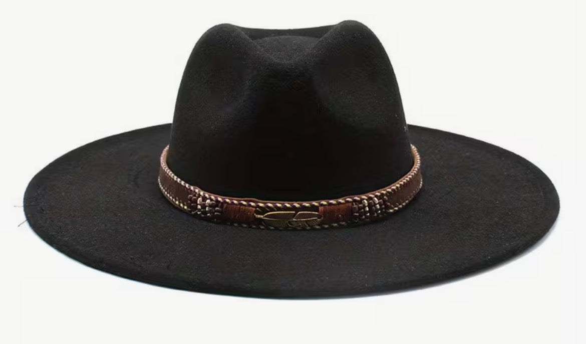 Black fedora with beaded band