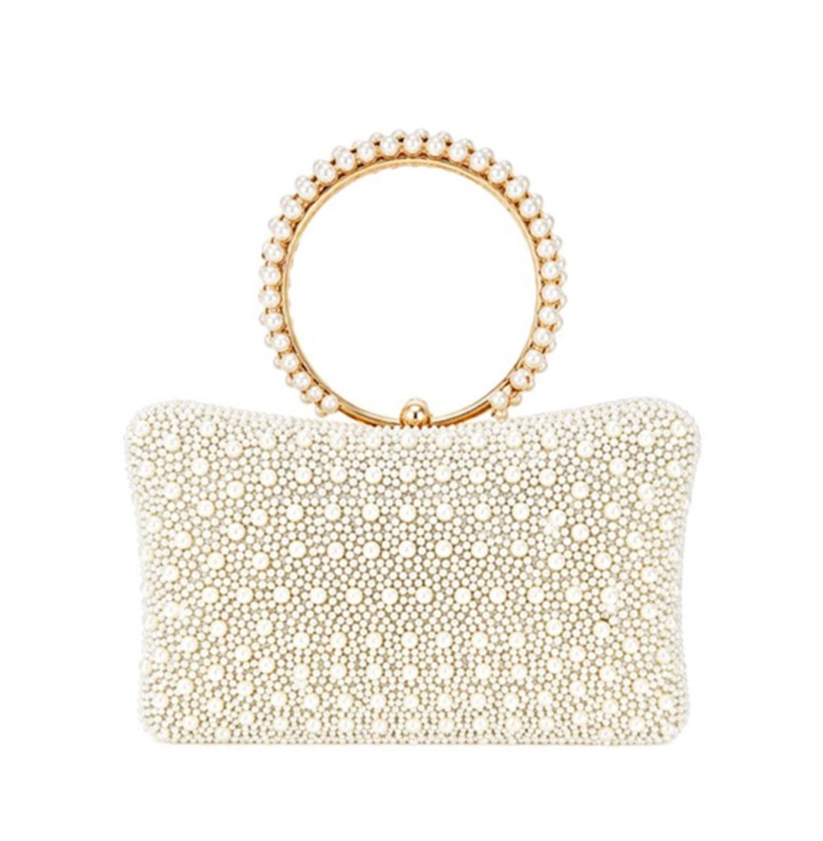 Round evening pearl clutch