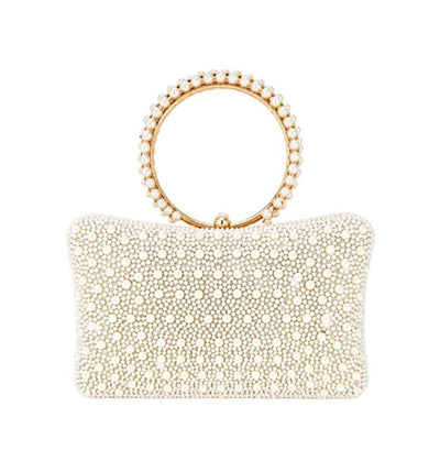 Round evening pearl clutch