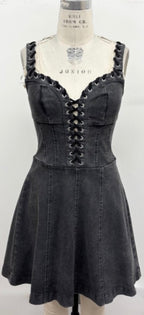 Laced up corset denim dress