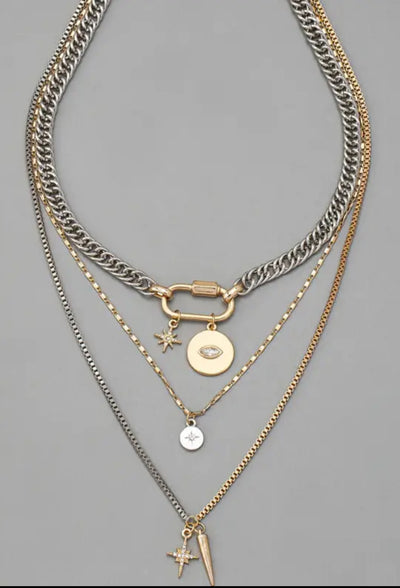 18k layered star necklace