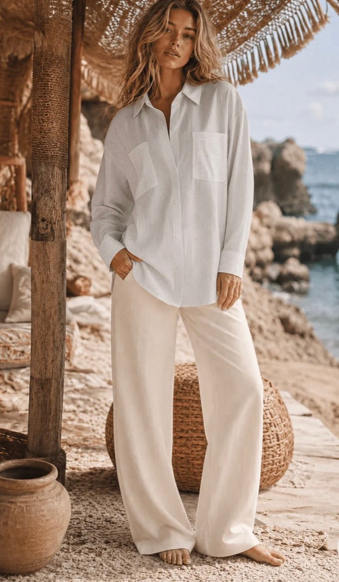 White button down stripped shirt