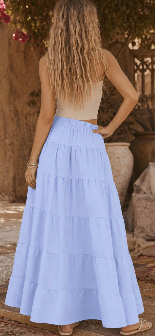 Tiered ice blue maxi