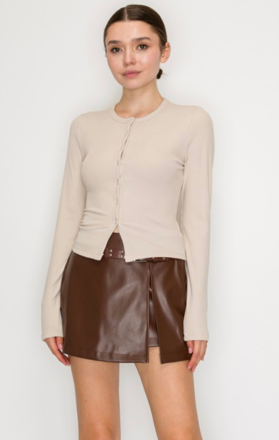 Button-down khaki cardigan