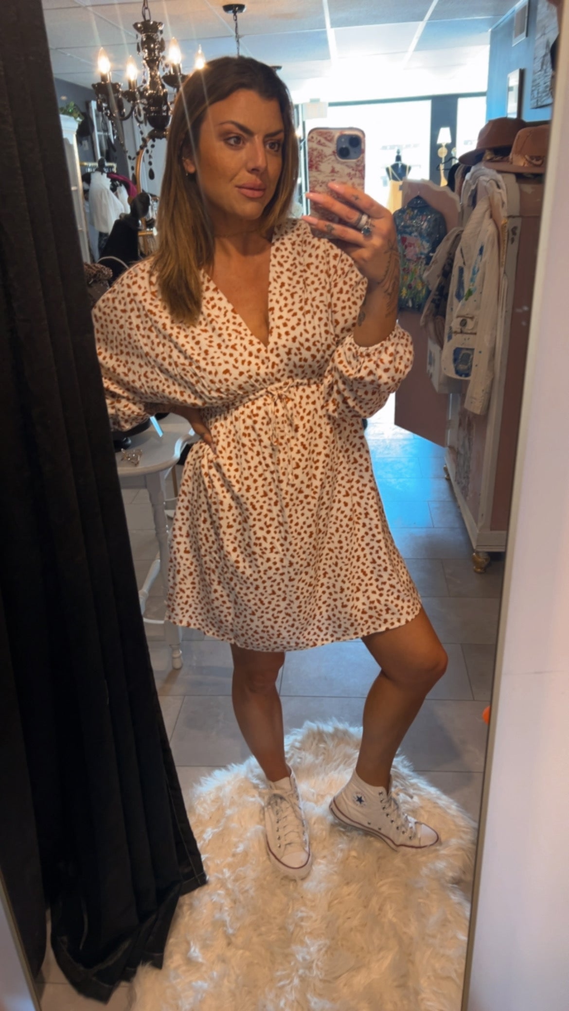 V-Neck Animal print dress