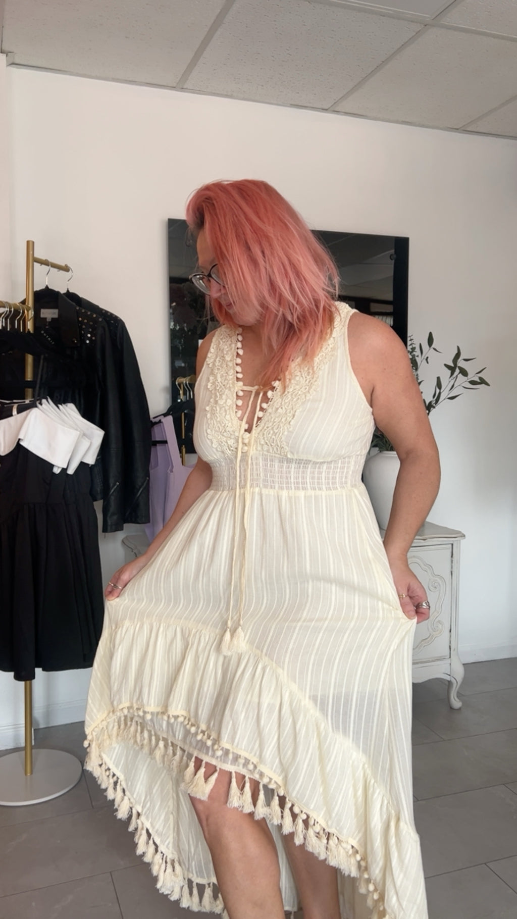 Ivory tassel dress
