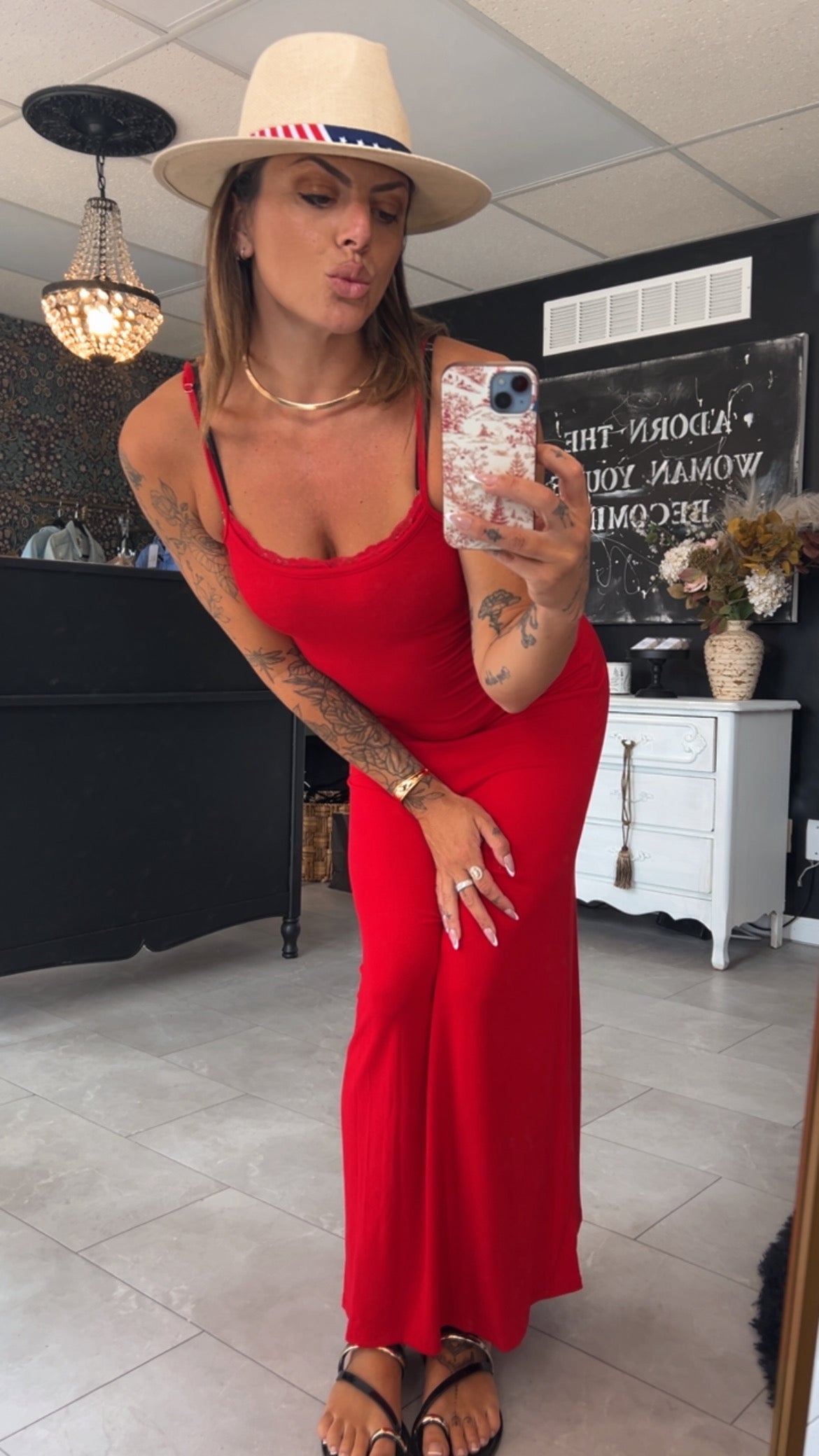 Lace cami maxi dress
