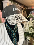 Feral hand painted & embroidered hat