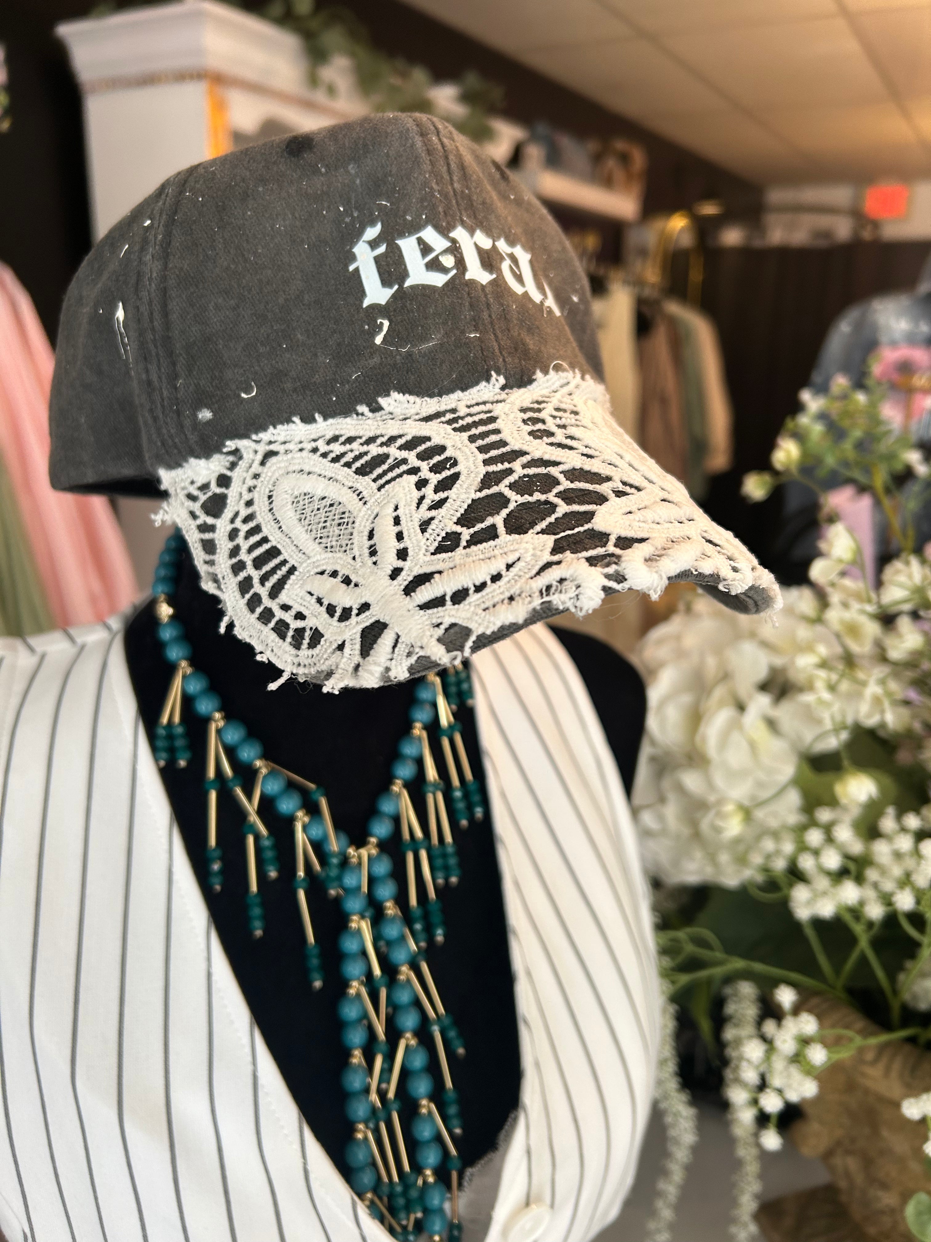 Feral hand painted & embroidered hat