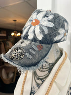 Lazy daizy hand painted denim hat