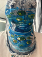 Waterlilly hand painted denim hat