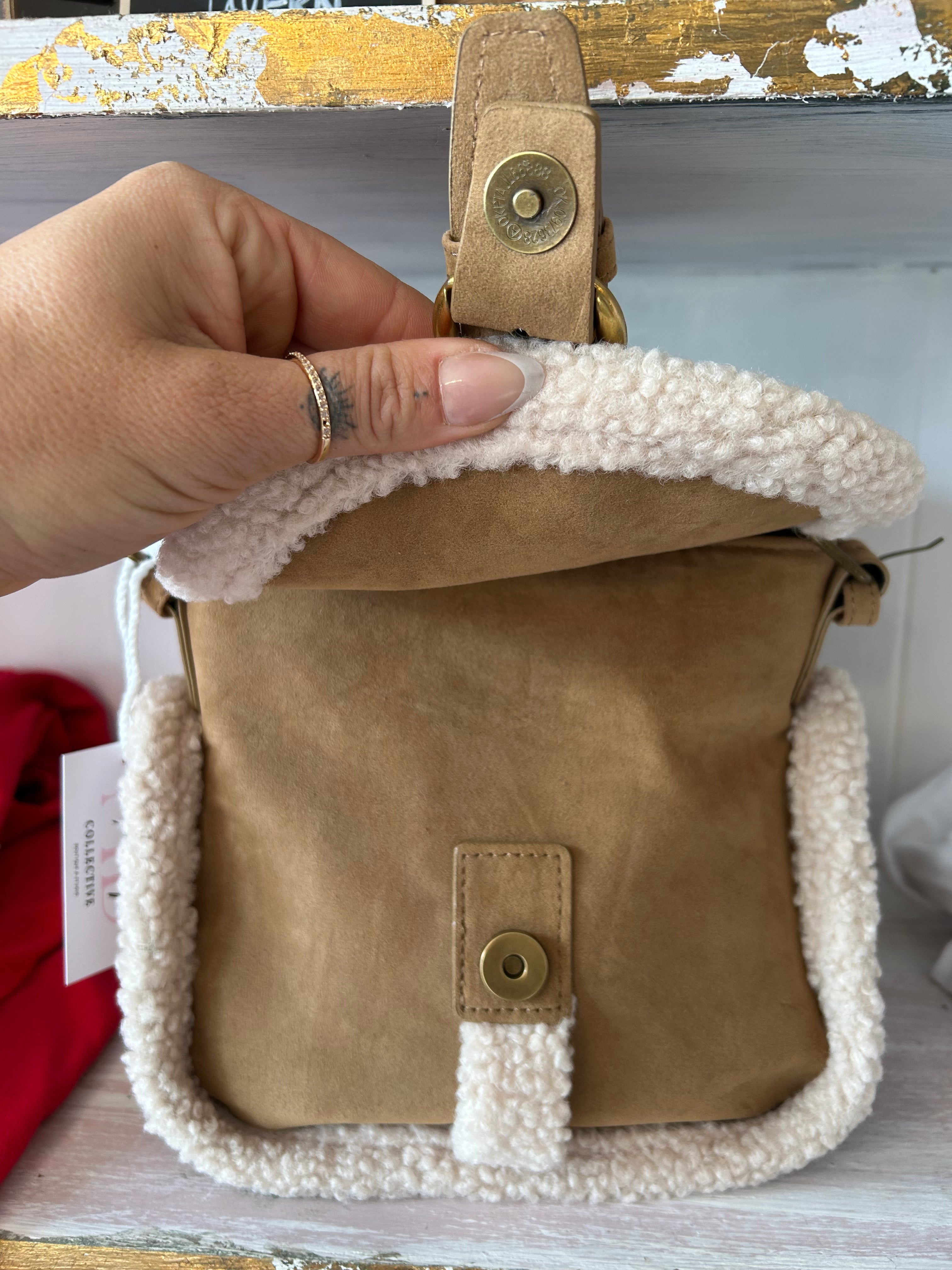 Camel Sherpa purse with strap