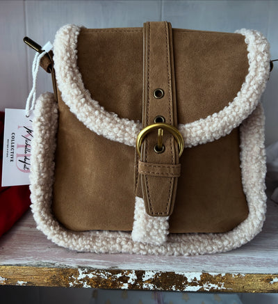 Camel Sherpa purse with strap