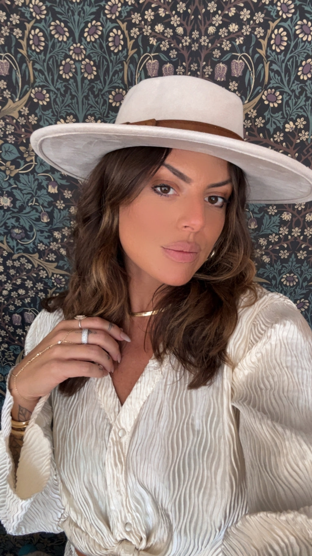Cream fedora wide brim