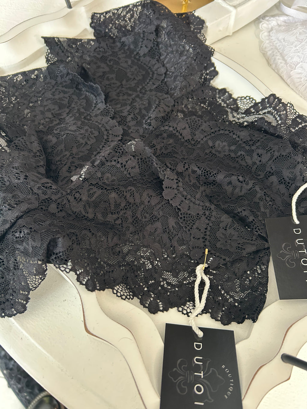 Black floral lace panties