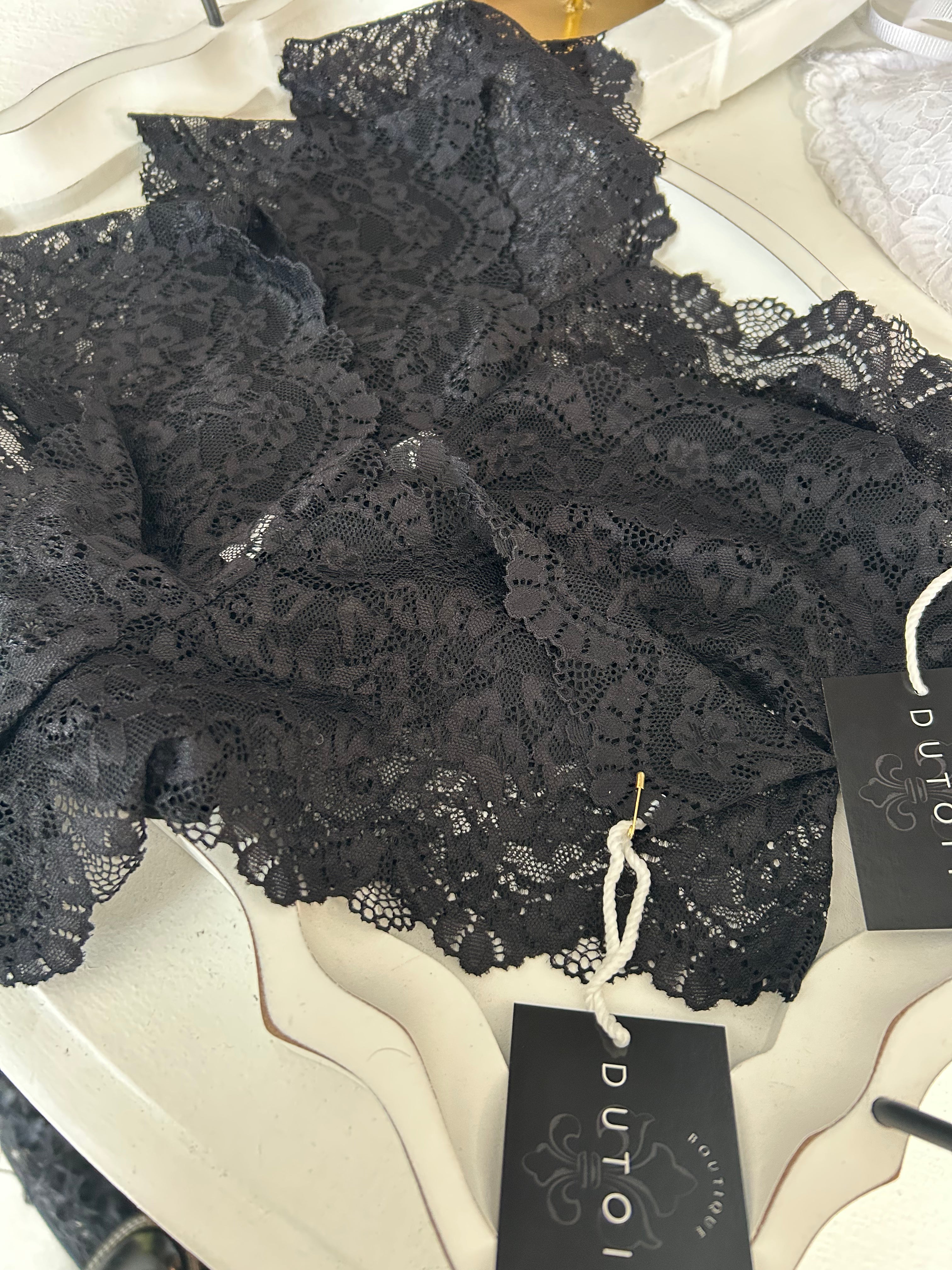 Black floral lace panties