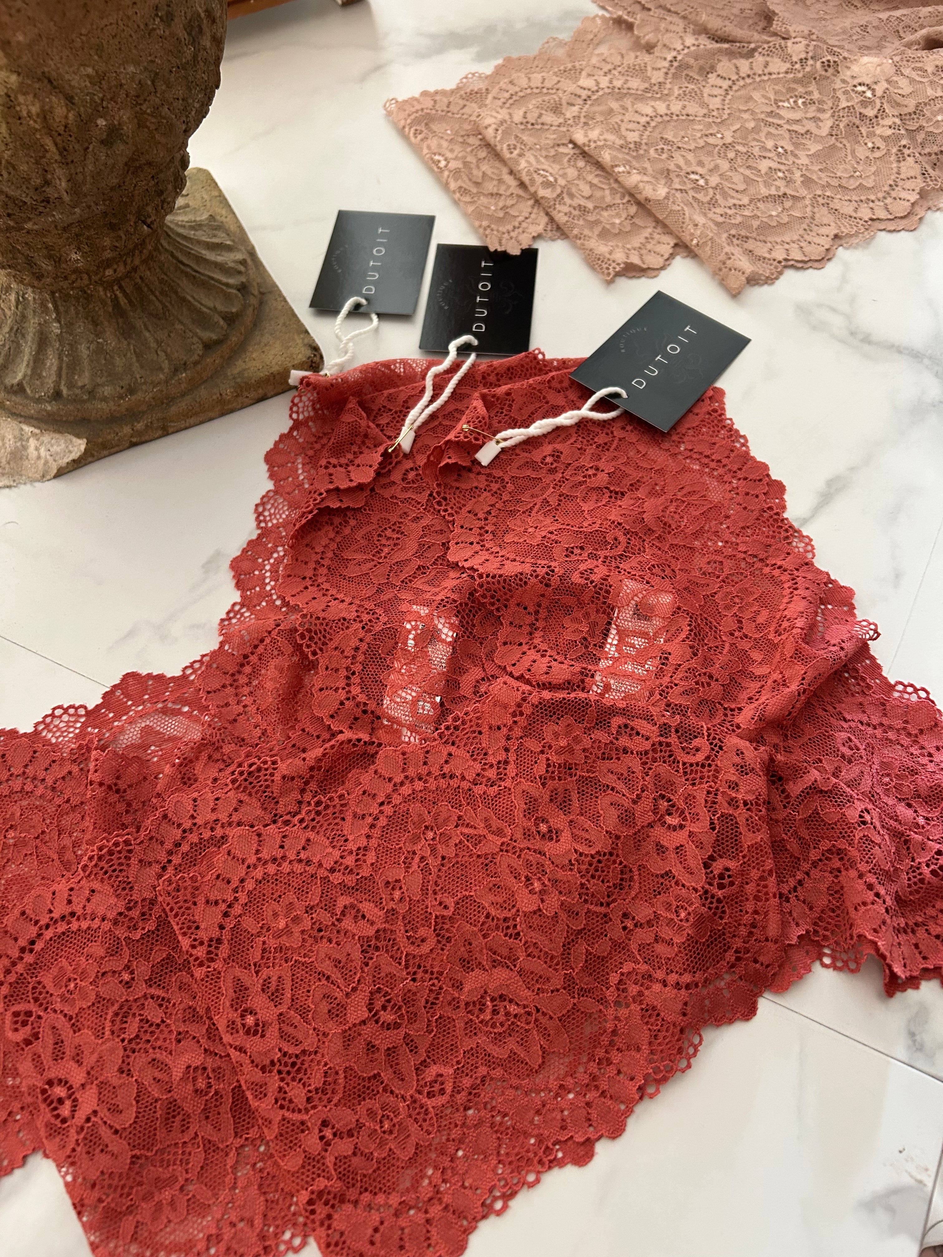 Terracotta floral lace panties
