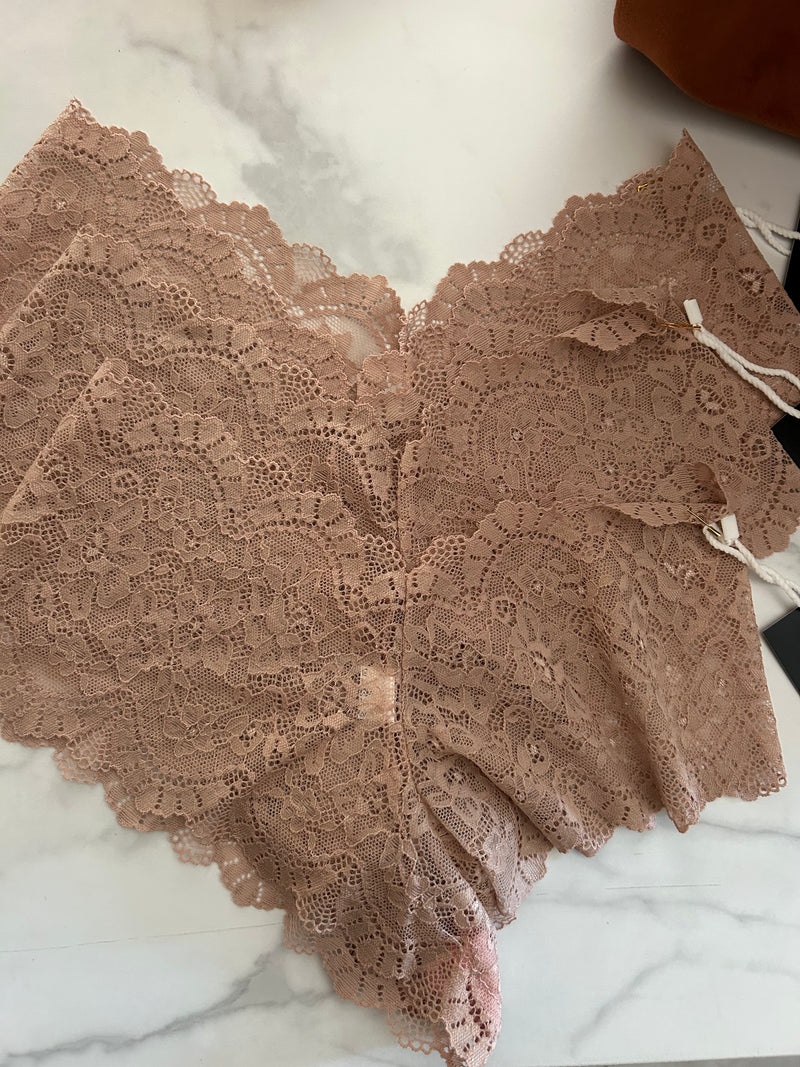 Beige floral lace panties