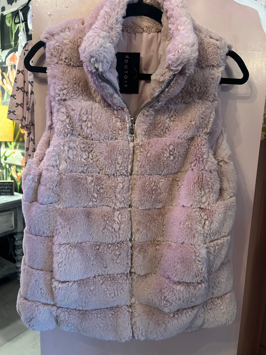 Pink faux fur vest