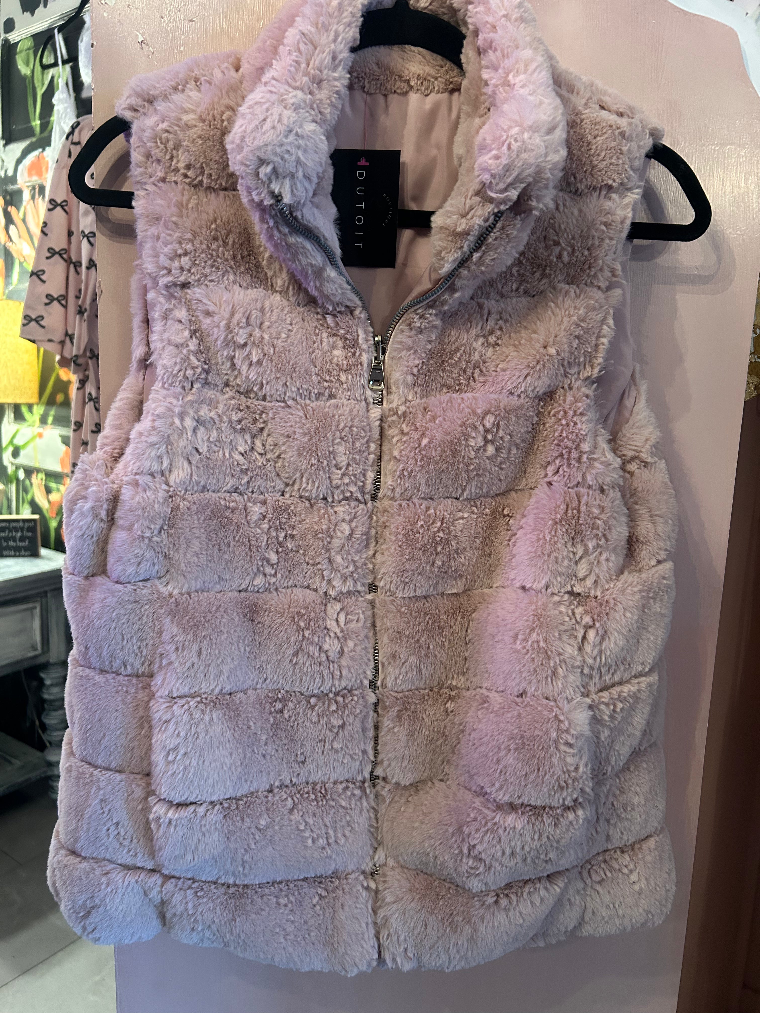 Pink faux fur vest