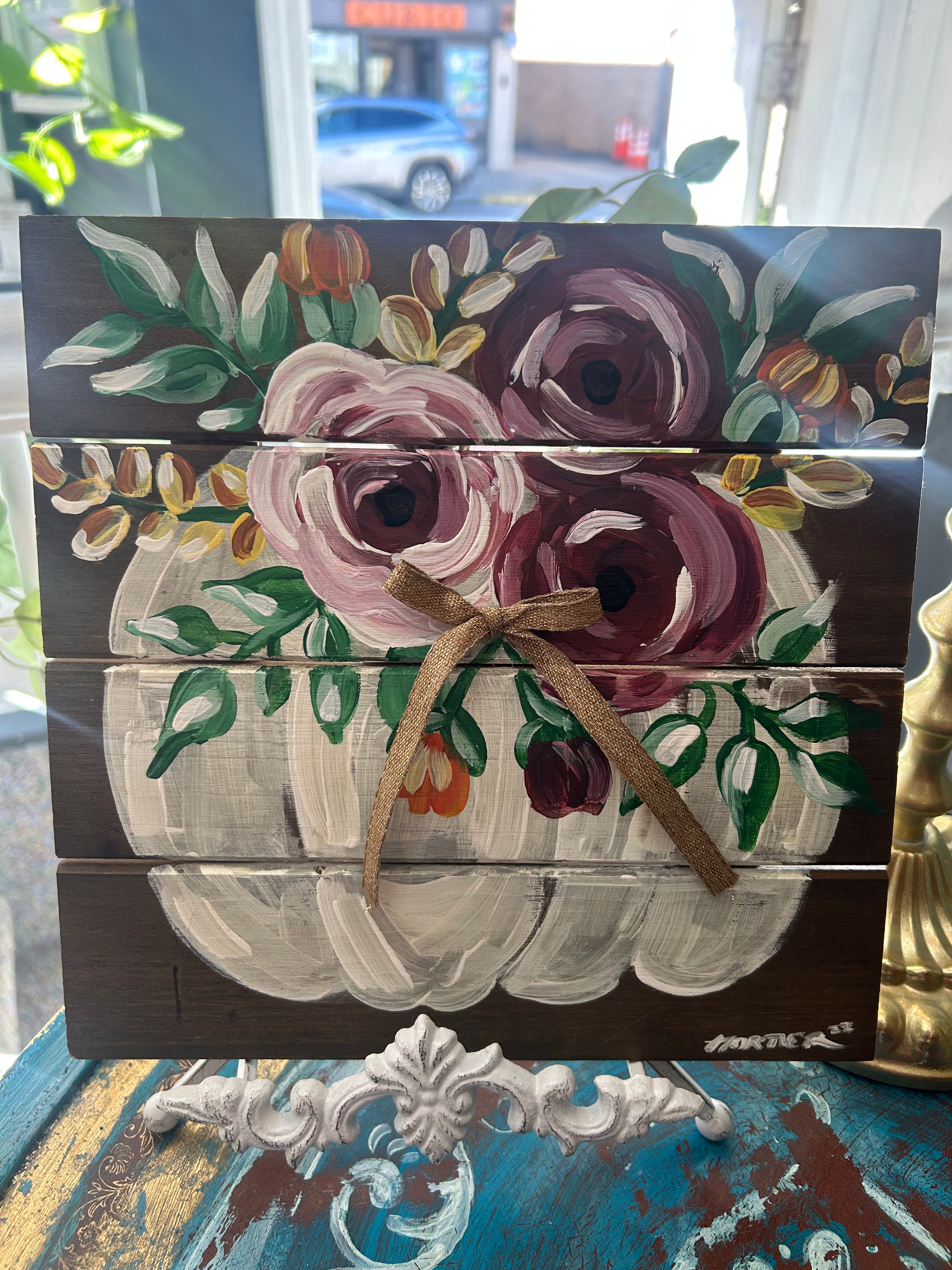 Pumpkin painting on wood