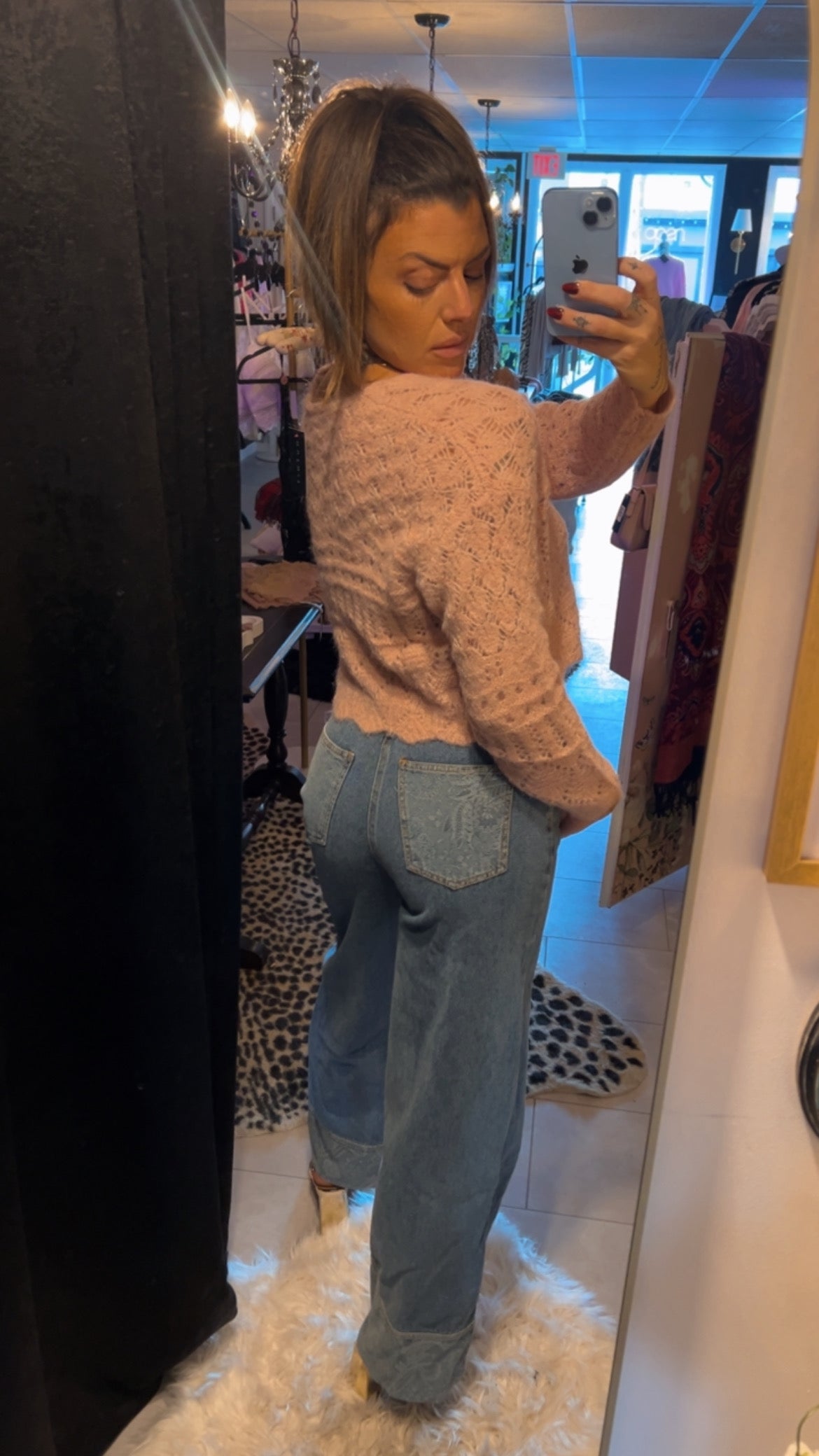 Floral wide leg jeans