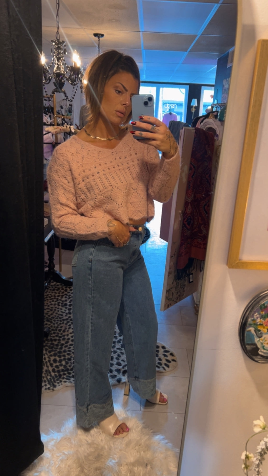 Floral wide leg jeans