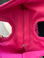 Hot pink weaved handbag
