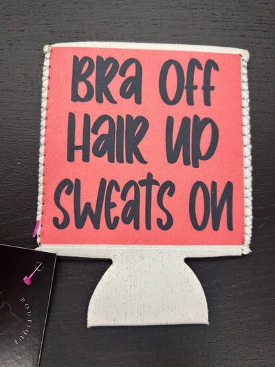 Bra off hair up sweats on