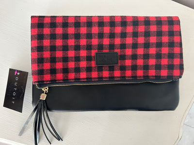 Red checkered clutch