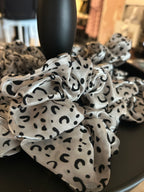 Light grey cheetah scrunchie