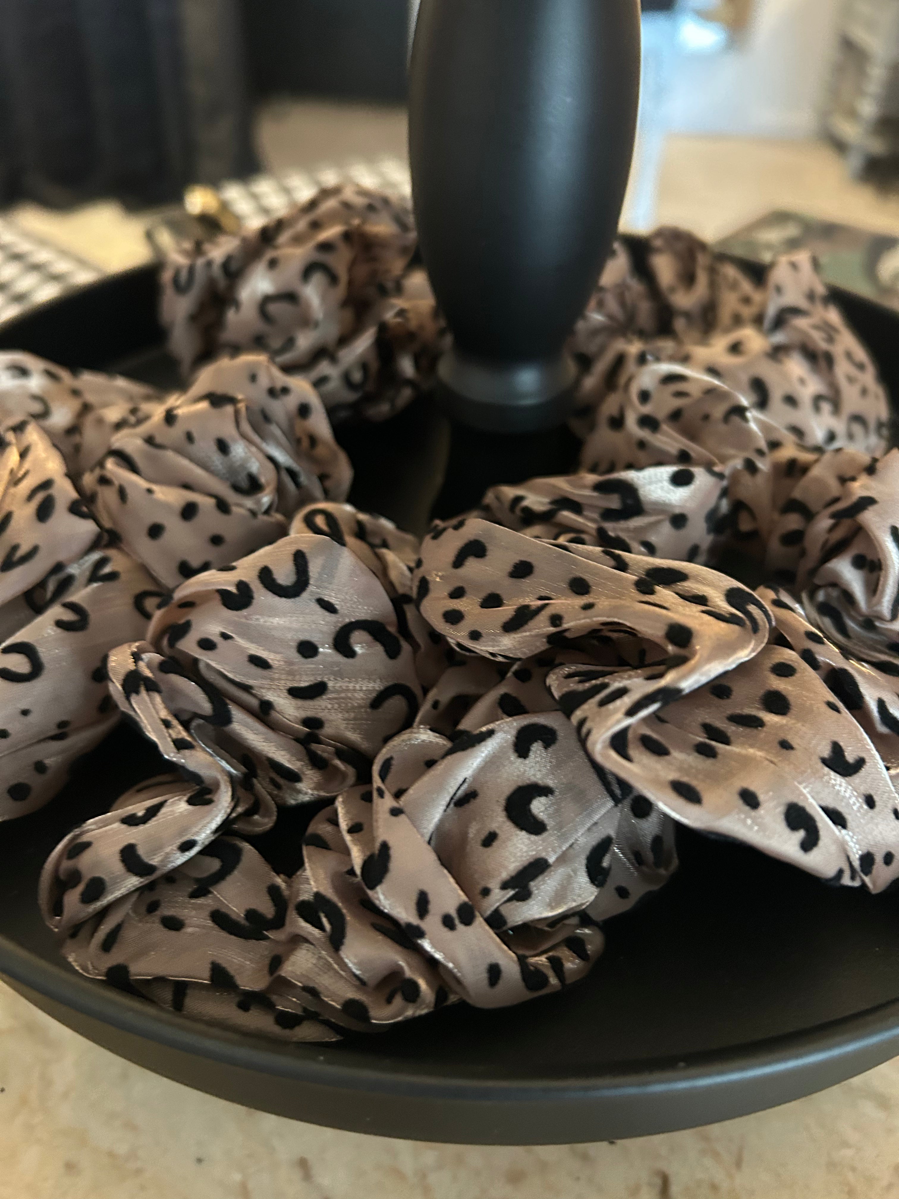 Brown cheetah scrunchies