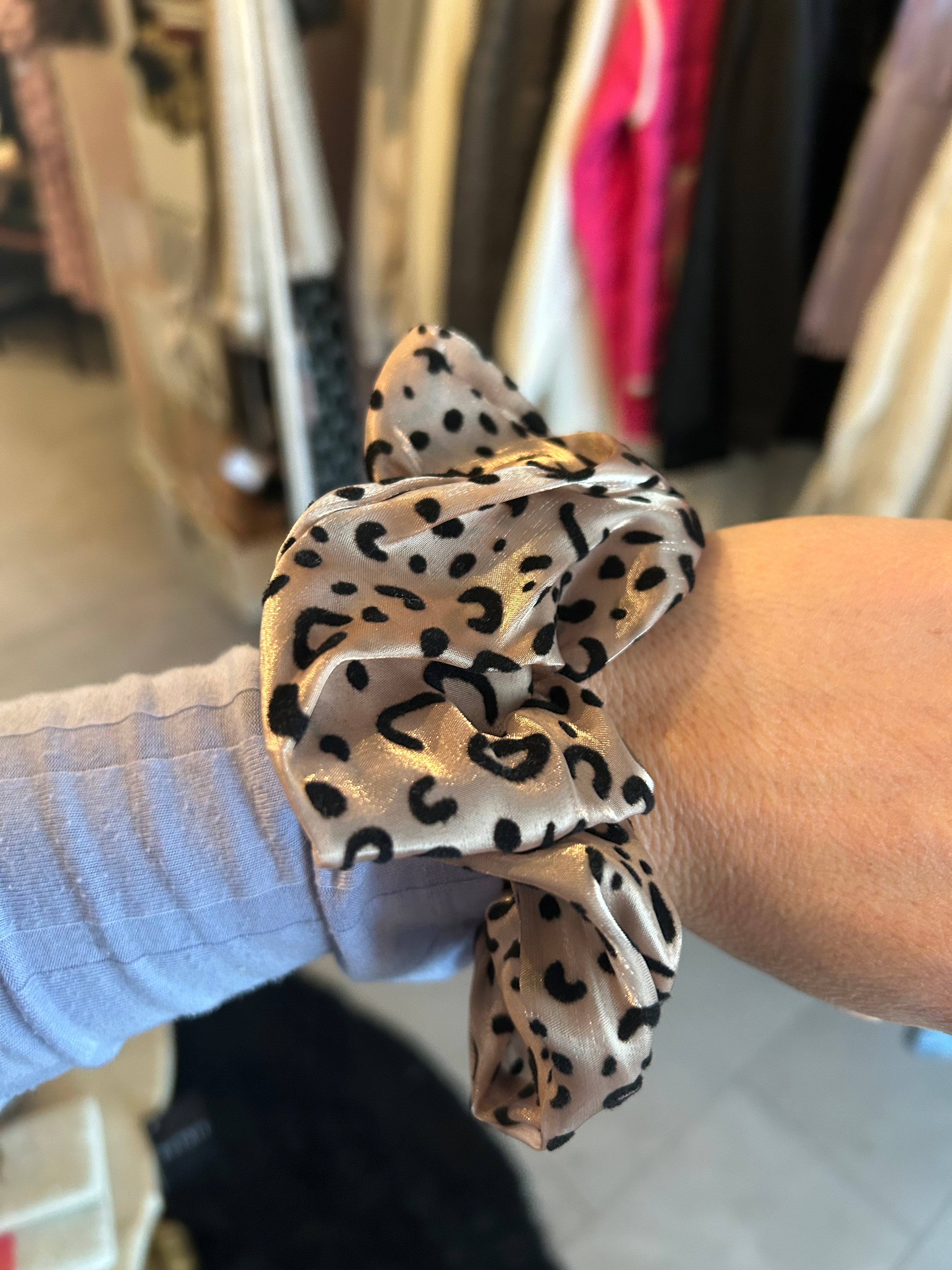 Brown cheetah scrunchies