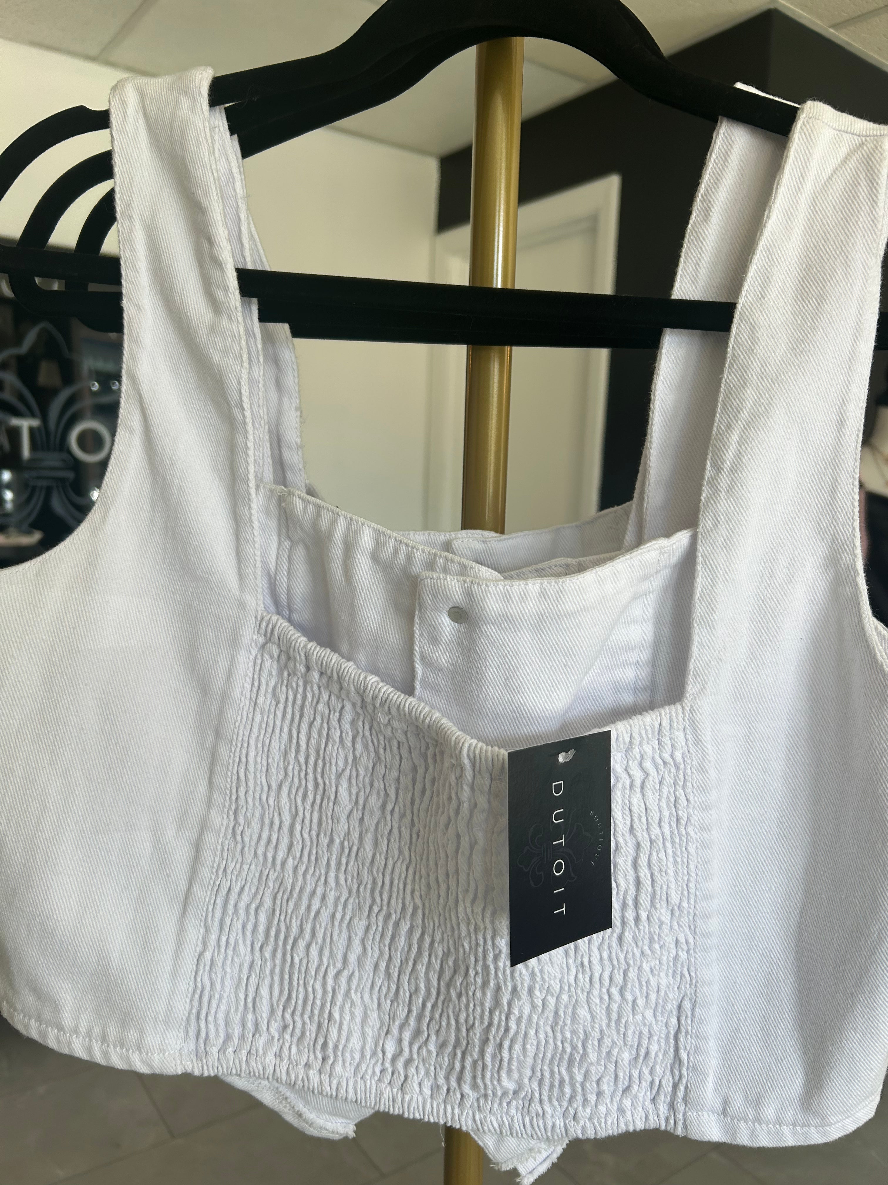 Cropped denim vest white