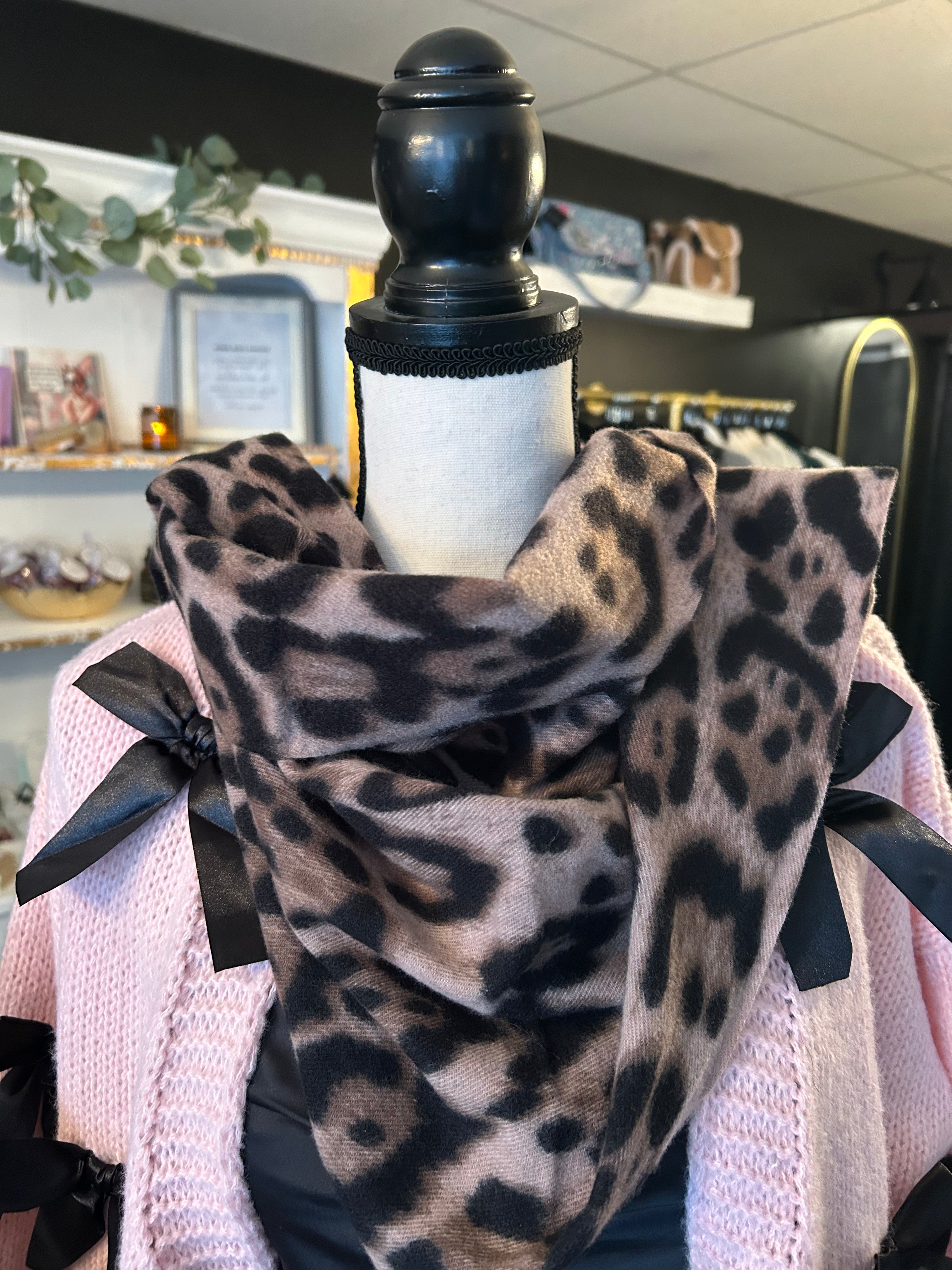 Plush cheetah scarf