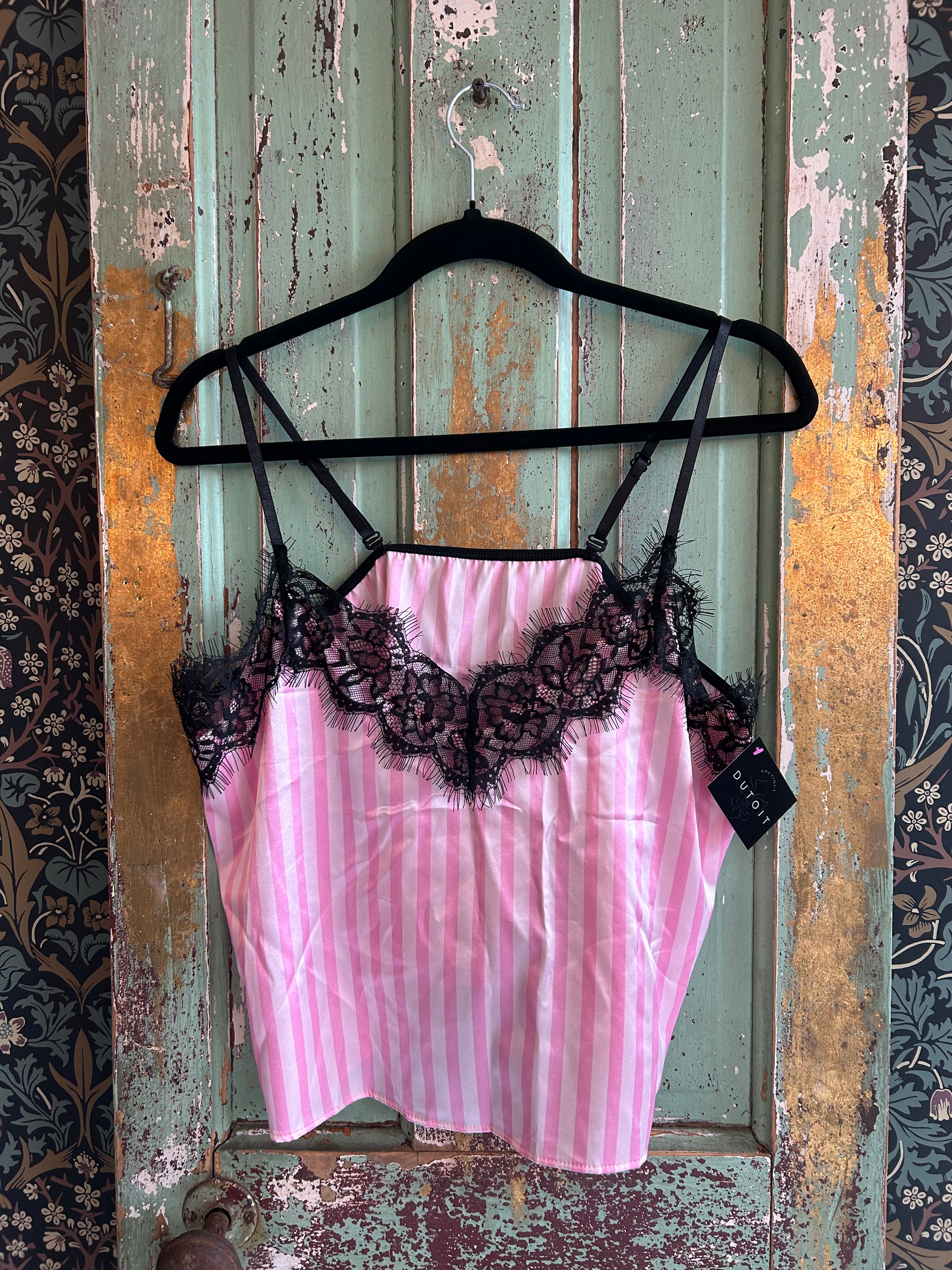 Pink & white stripped sleep set