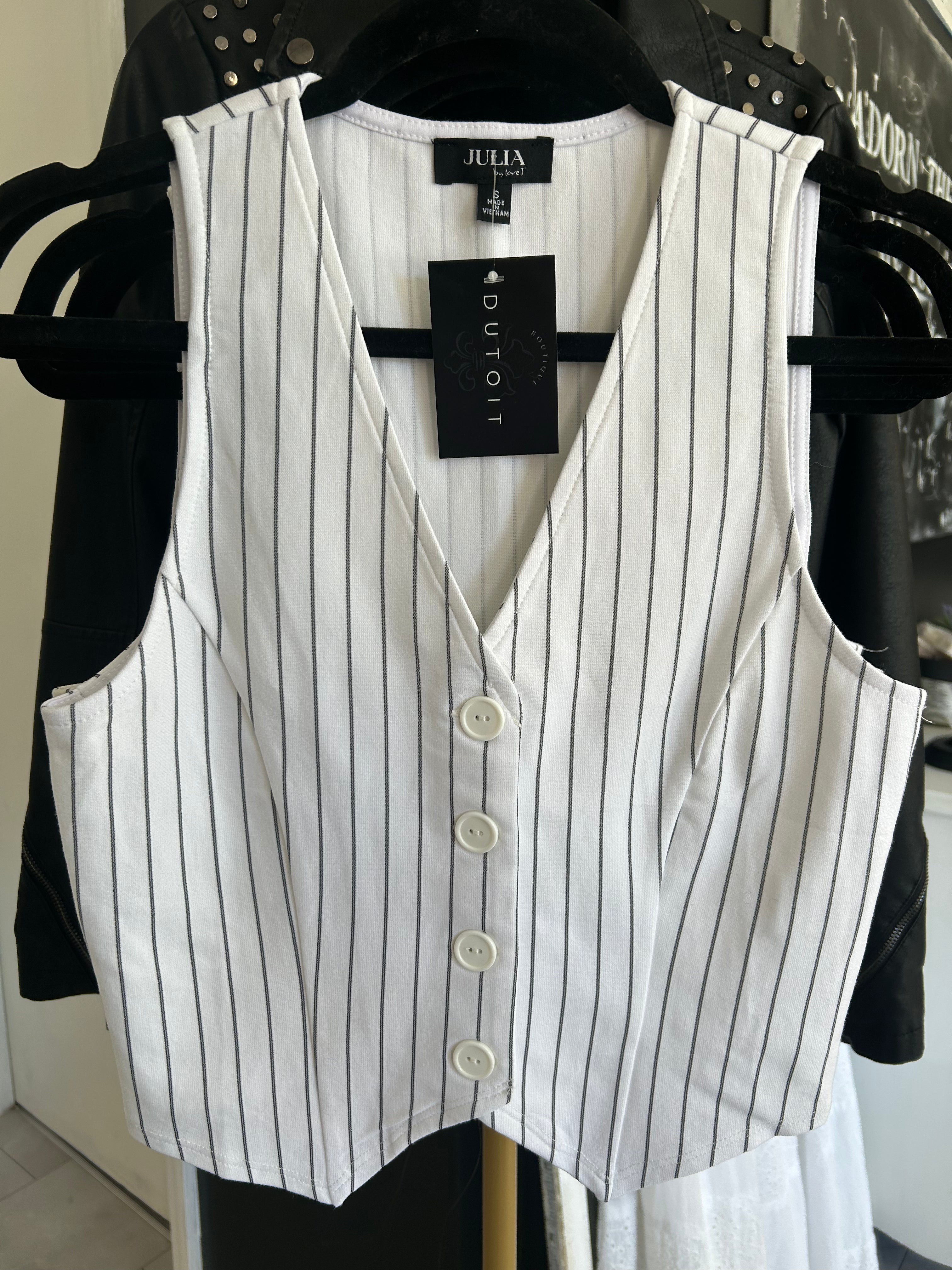 Button Stripe Vest